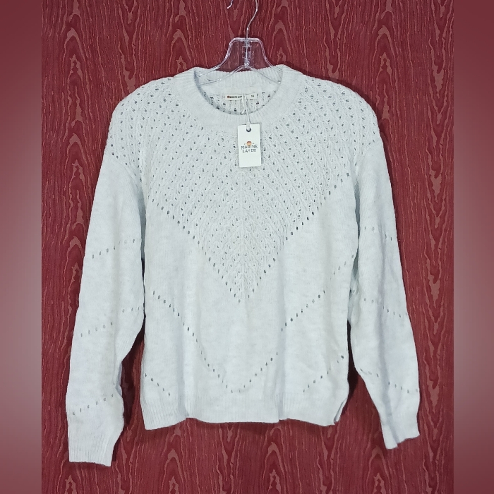 MARINE Olivia Soft Gray Crew Neck Long Sleeve Heather Sweater Size XS